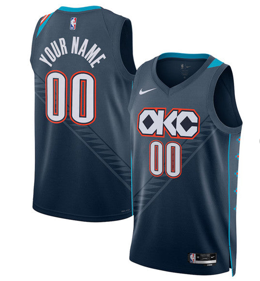 Custom Oklahoma City Thunder navy City Edition jersey