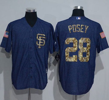 Buster Posey Denim San Francisco Giants blue Salute To Service jersey