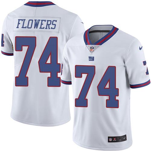 Giants #74 Ereck Flowers White Rush Jersey