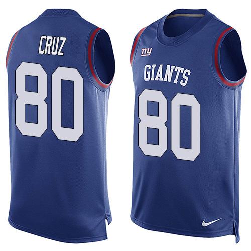 Giants #80 Victor Cruz Royal Blue Team Color Tank Top Jersey