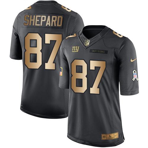 Giants #87 Sterling Shepard Black Gold Salute To Service Jersey