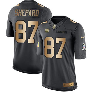 Giants #87 Sterling Shepard Black Gold Salute To Service Jersey