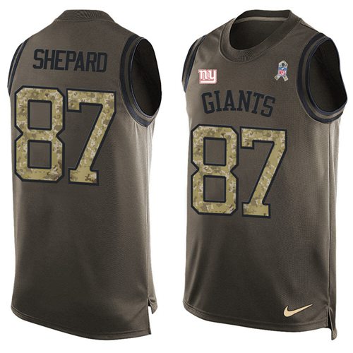Giants #87 Sterling Shepard Green Salute To Service Tank Top Jersey