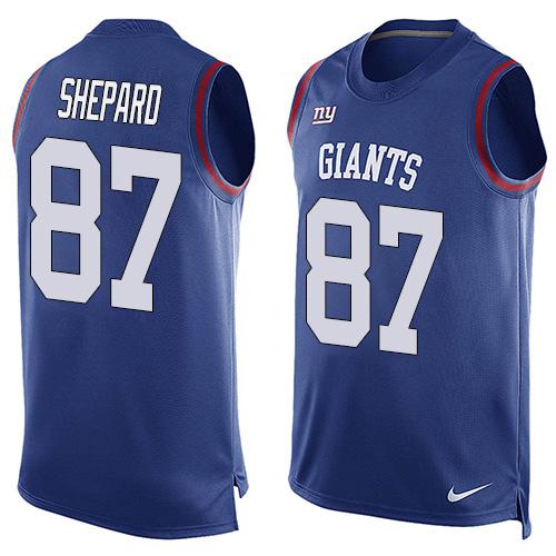 Giants #87 Sterling Shepard Royal Blue Team Color Tank Top Jersey