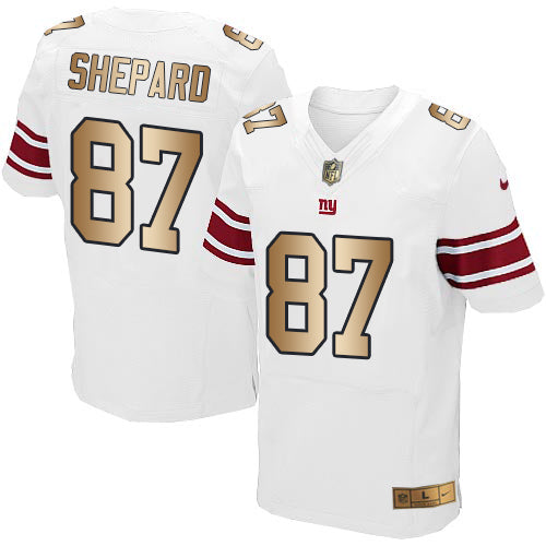 Giants #87 Sterling Shepard White Elite Gold Jersey