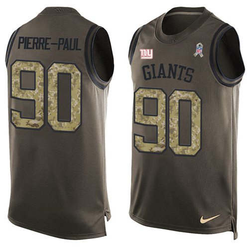 Giants #90 Jason Pierre-Paul Green Salute To Service Tank Top Jersey