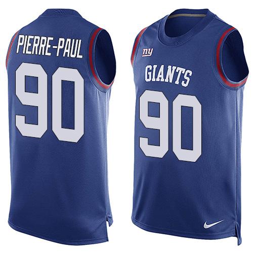 Giants #90 Jason Pierre-Paul Royal Blue Team Color Tank Top Jersey