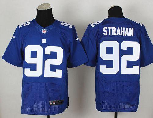Giants #92 Michael Strahan Royal Blue Team Color Elite Jersey
