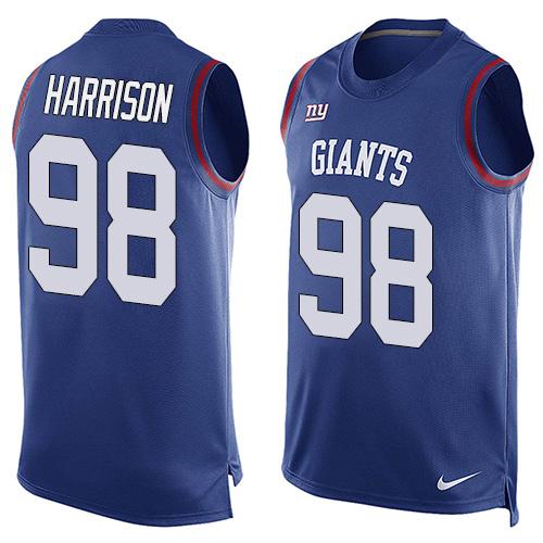 Giants #98 Damon Harrison Royal Blue Team Color Tank Top Jersey