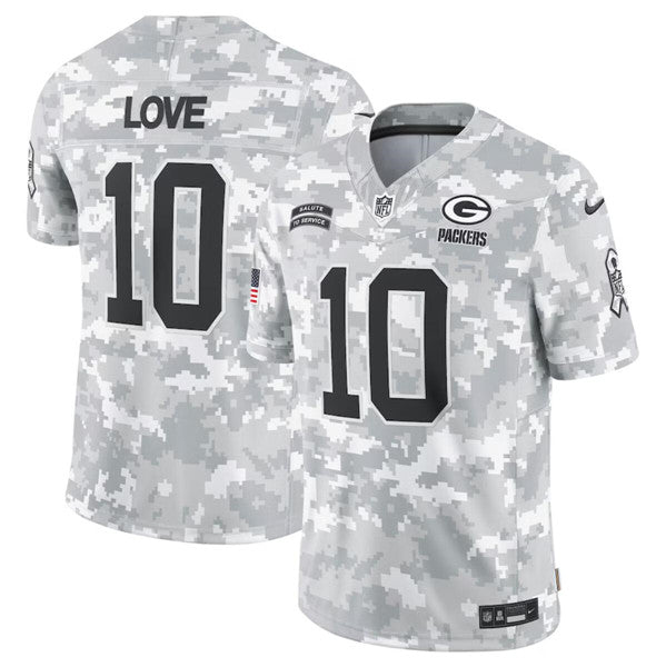 Jordan Love Arctic Green Bay Packers green Salute To Service jersey