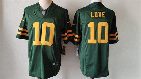 Jordan Love Green Bay Packers green Color Rush jersey