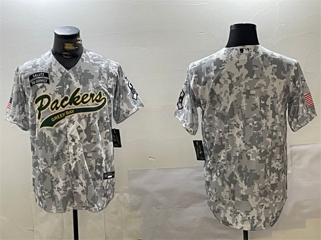 Custom Green Bay Packers green Salute To Service jersey