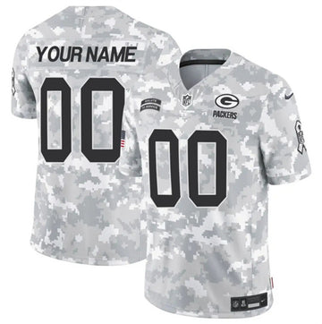 Custom Green Bay Packers green Salute To Service jersey
