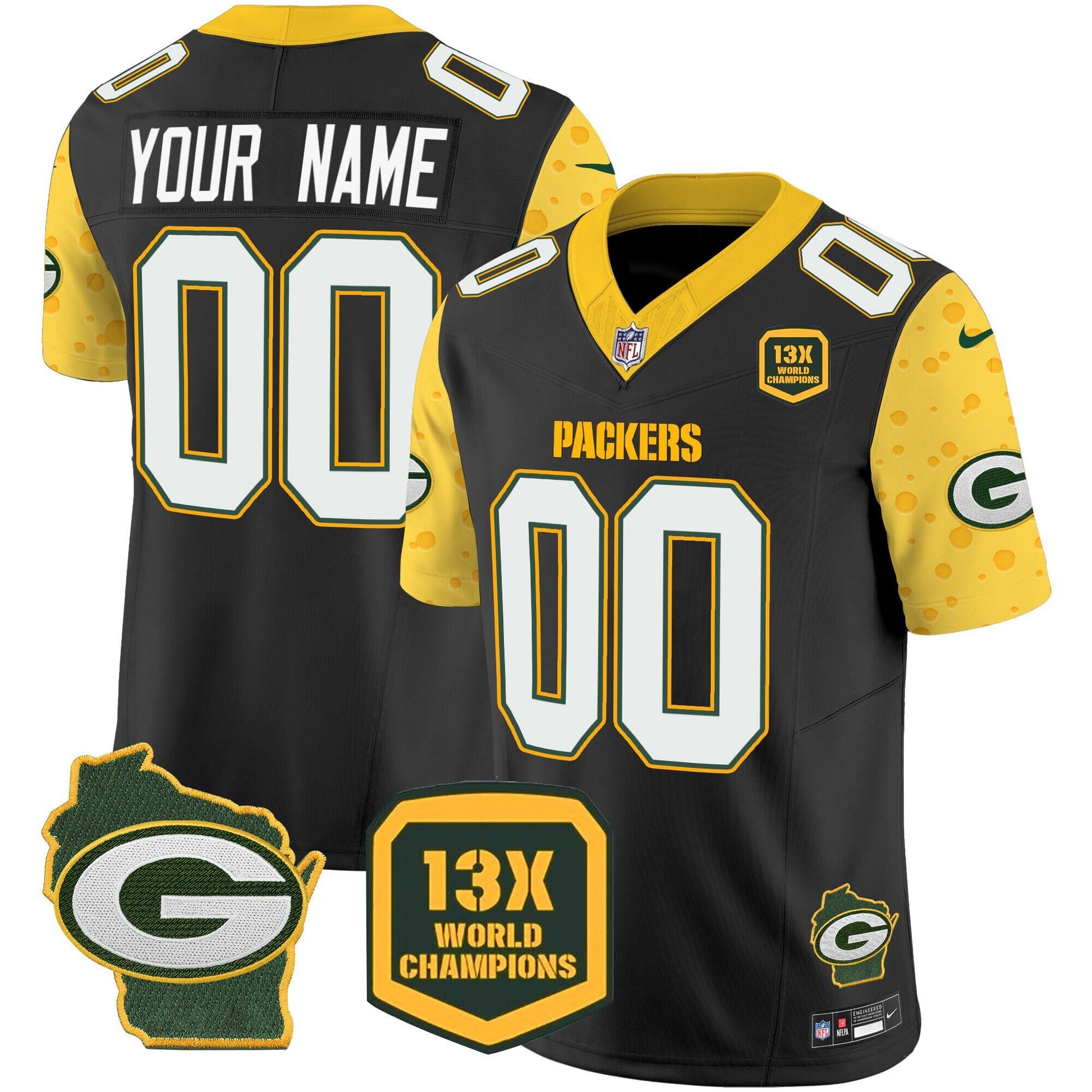 Custom Green Bay Packers green Home jersey