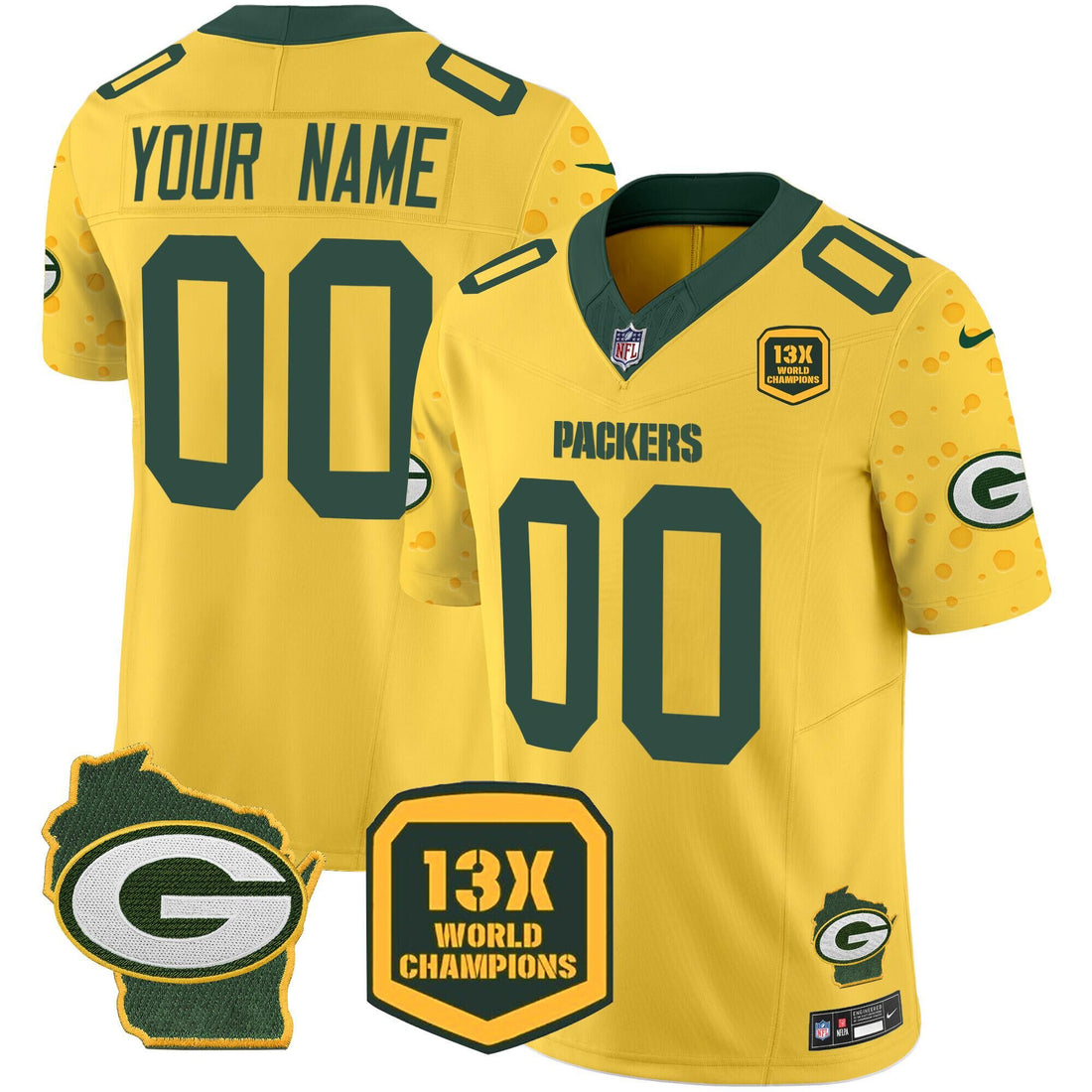 Custom Green Bay Packers green Home jersey