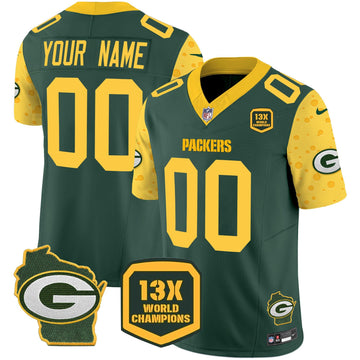 Custom Green Bay Packers green Home jersey