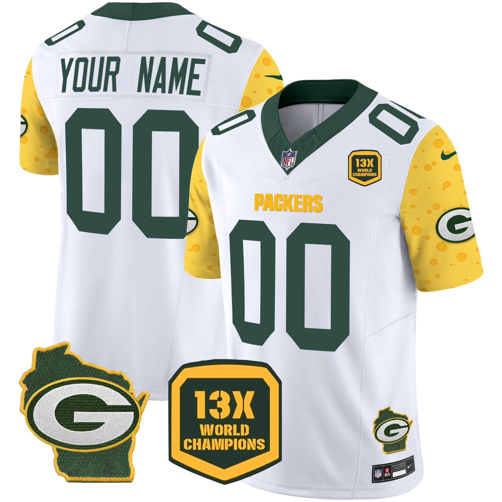 Custom Green Bay Packers green Home jersey