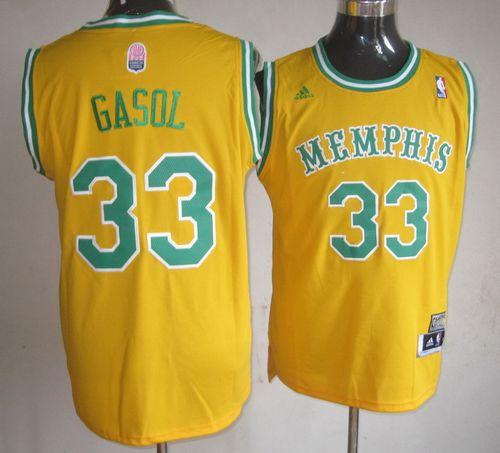 Marc Gasol Memphis Grizzlies yellow Classic jersey