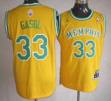Marc Gasol Memphis Grizzlies yellow Classic jersey