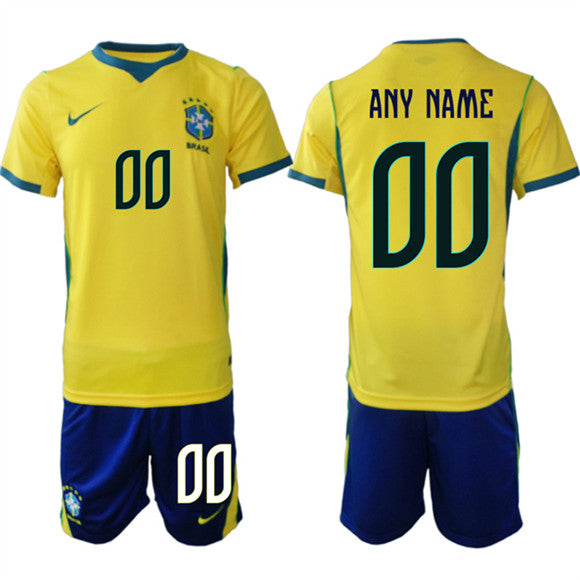 Custom Brazil National Team yellow Home jersey