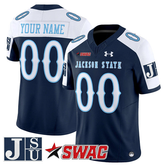 Custom Jackson State Tigers navy Vapor jersey
