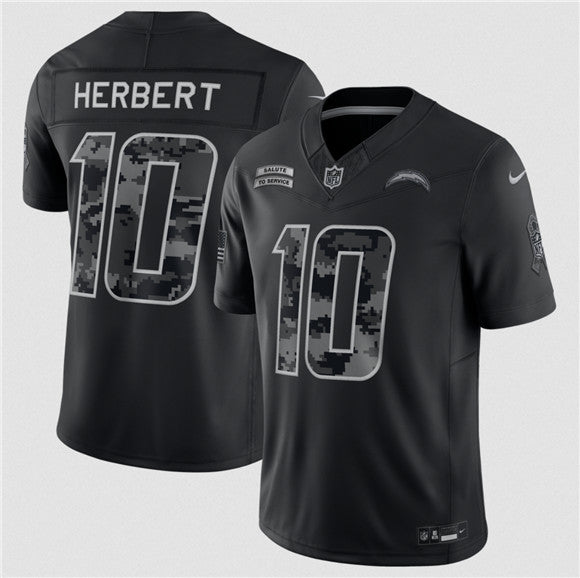 Justin Herbert Los Angeles Chargers black Salute To Service jersey