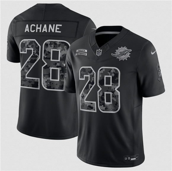 De'Von Achane Miami Dolphins black Salute To Service jersey