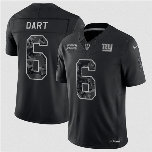 Jaxson DartBlack New York Giants Salute To Service jersey