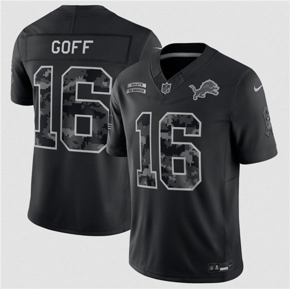 Jared Goff Detroit Lions black Salute To Service jersey