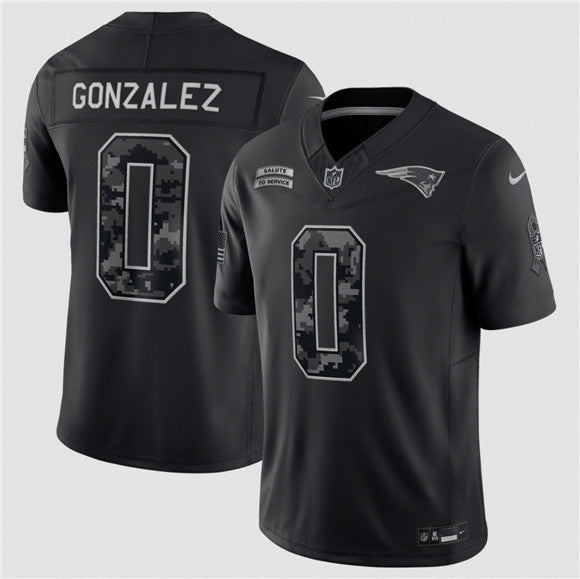 Christian Gonzalez New England Patriots black Salute To Service jersey