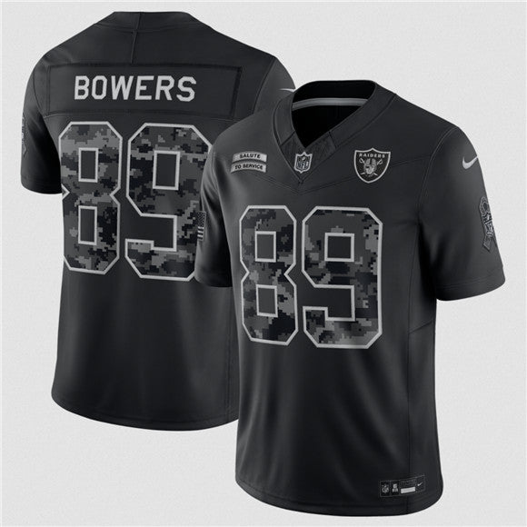 Brock Bowers Las Vegas Raiders black Salute To Service jersey