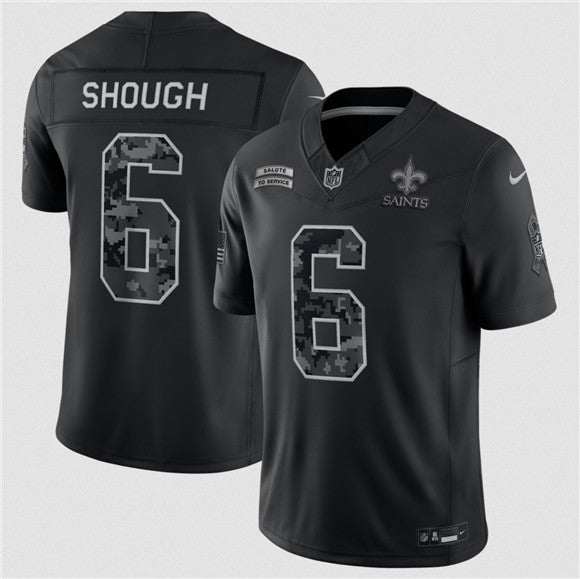 Tyler Shough New Orleans Saints black Salute To Service jersey