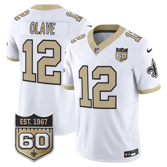 Chris Olave New Orleans Saints white Vapor jersey
