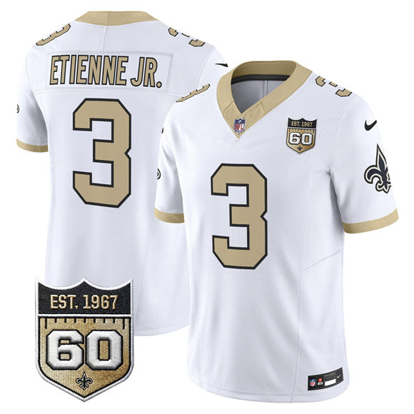Travis Etienne Jr New Orleans Saints white Vapor jersey