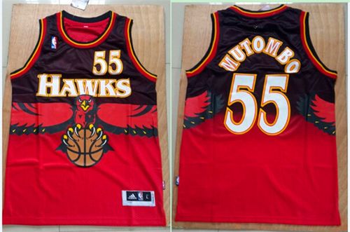 Dikembe Mutombo Atlanta Hawks red Throwback jersey