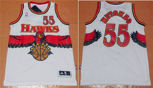 Dikembe Mutombo Atlanta Hawks white Throwback jersey