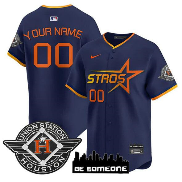 Custom Houston Astros navy City Connect jersey