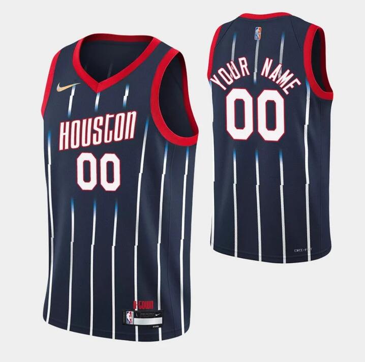 Custom Houston Rockets navy jersey