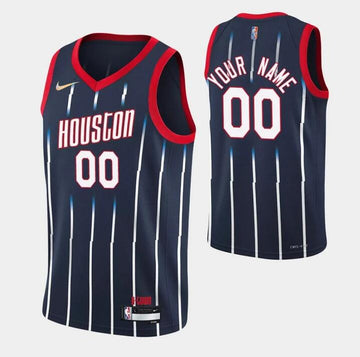 Custom Houston Rockets navy jersey