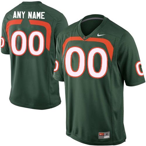 Custom Miami Hurricanes green Authentic jersey