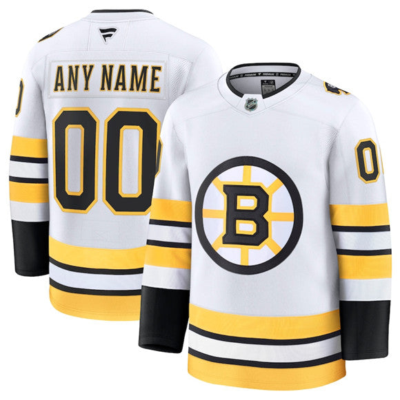 Custom Boston Bruins white Away jersey