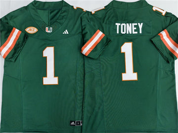 Malachi Toney Miami Hurricanes aqua jersey