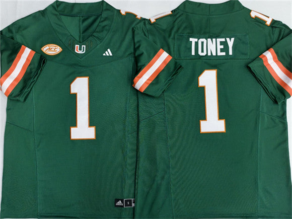 Malachi Toney Miami Hurricanes aqua jersey