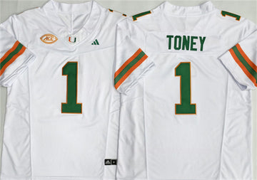 Malachi Toney Miami Hurricanes white jersey