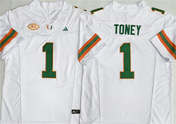 Malachi Toney Miami Hurricanes white jersey