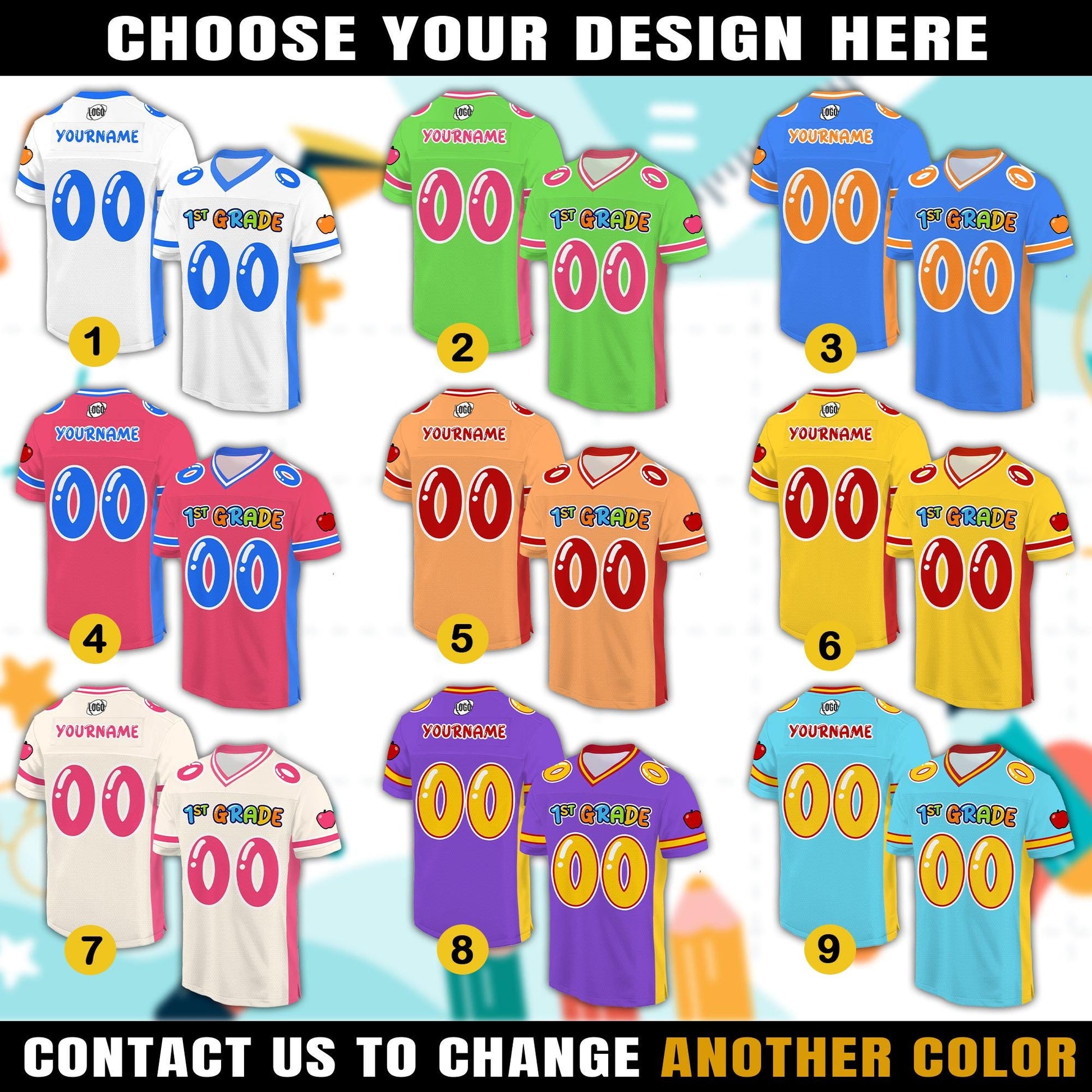 Back to school football jersey with custom name and number - photo 3