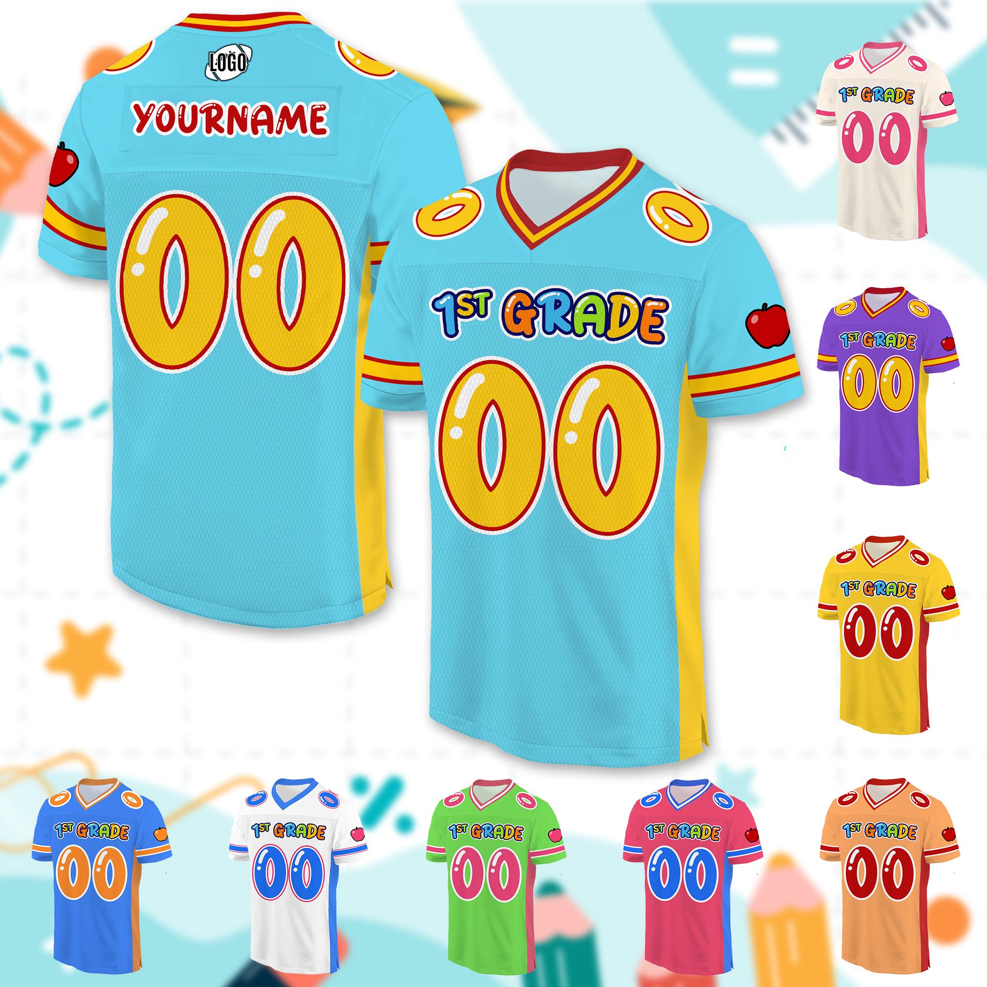Back to school football jersey with custom name and number