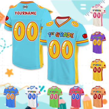 Back to school football jersey with custom name and number