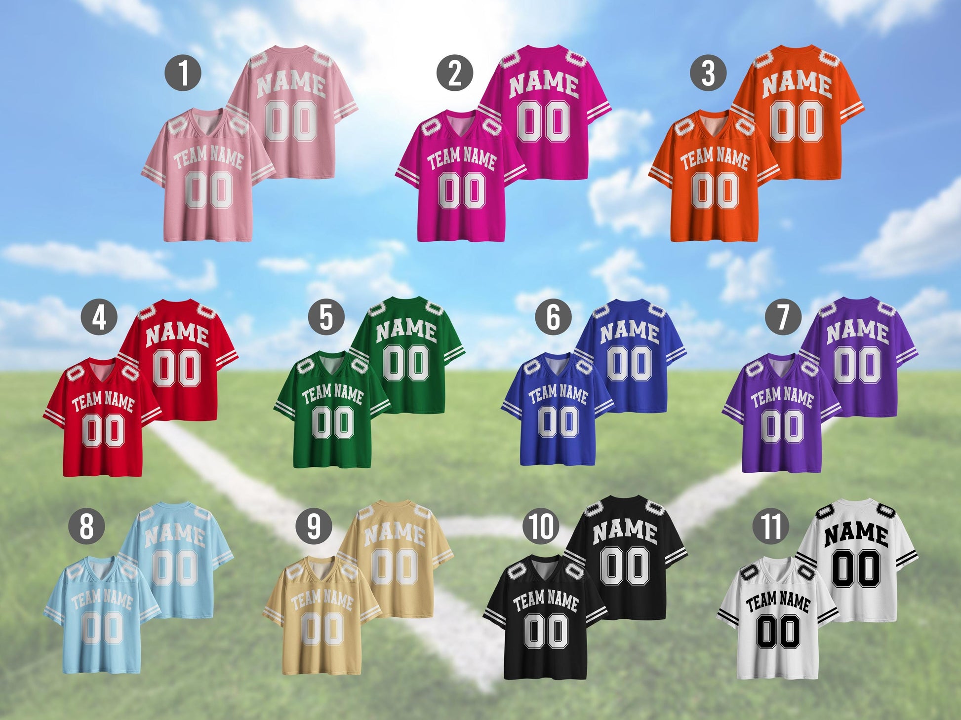 Custom team football jersey in mesh polyester with personalized name and number - photo 3