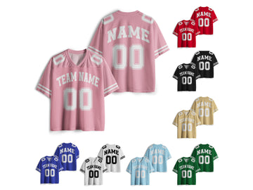 Custom team football jersey in mesh polyester with personalized name and number
